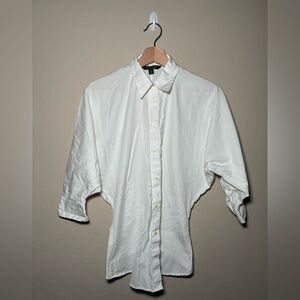Lauren Ralph Lauren size 6 white button down wide Dolman Sleeve Top